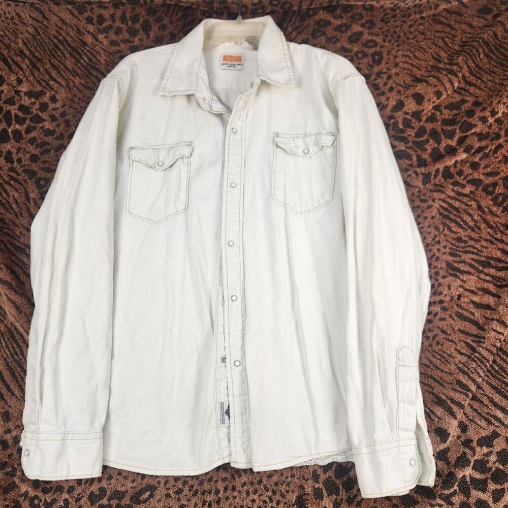 Wrangler Men's Indigo Collection Western Style Shirt with Pearl Snaps Size XXL